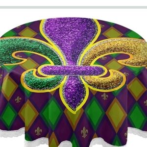 Mardi Gras Tablecloth with Fleur-de-Lis Design